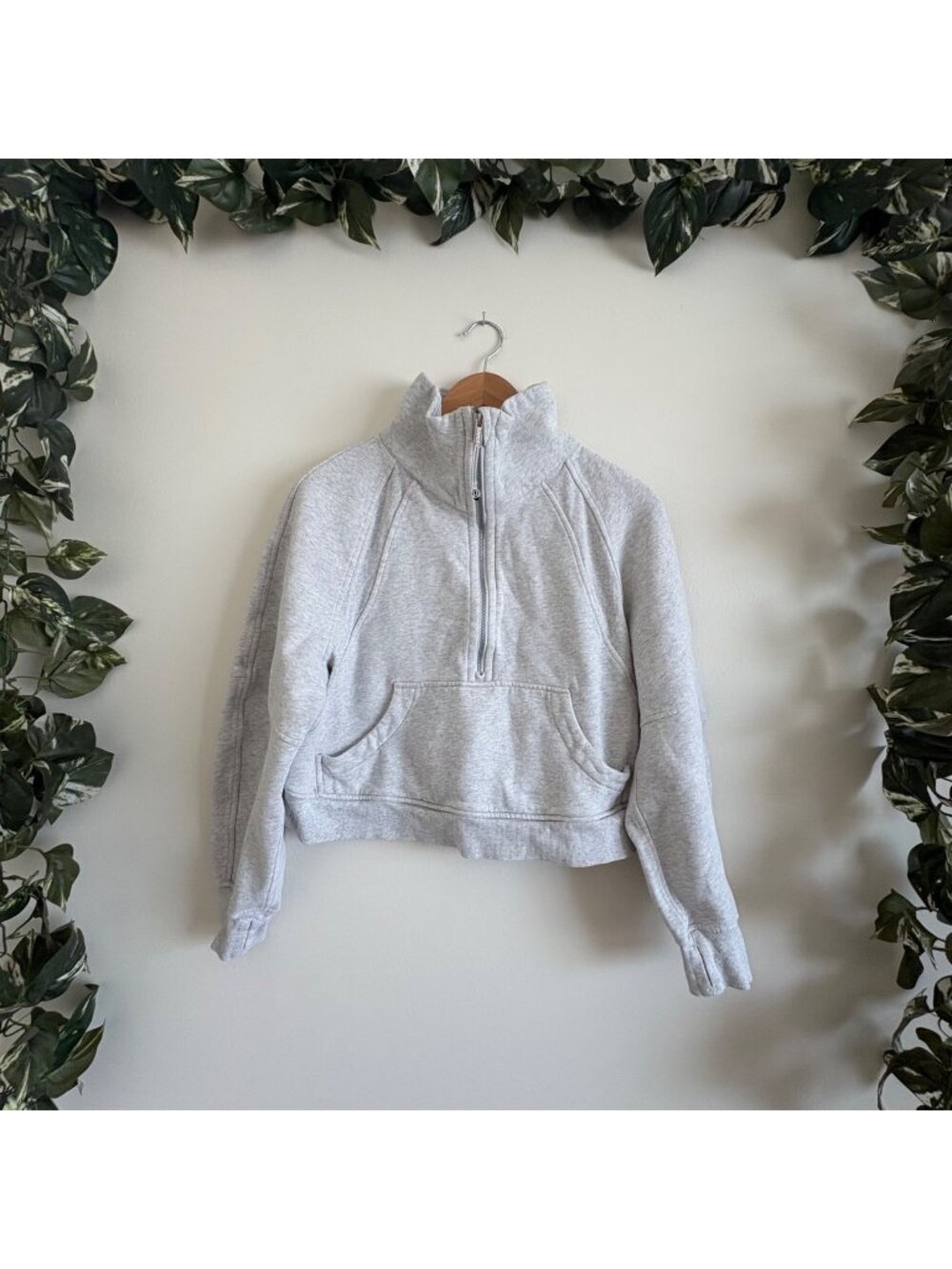 Lululemon Athletic Scuba Oversized 1/2 Zip Funnel Neck Jacket Light Grey Sz XS/S